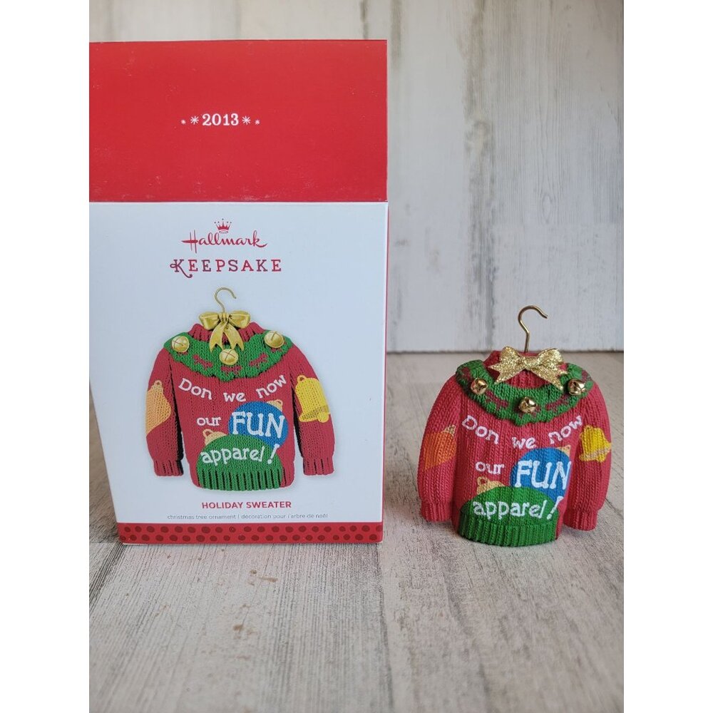 Hallmark holiday sweater ugly ornament Xmas fashion